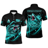 Maxcorners Turquoise 8 Ball Pool Billiard Shark Polo & Quarter Zip For Men Custom Team League Billiard Jersey