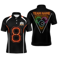 Maxcorners 8 Ball Pool With Neon Light Billiard Shirts Men And Women Billiard Polo & 1/4 Zip Shirts Billiard Team Jerseys