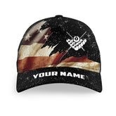 Maxcorners Billiard Retro American Flag Personalized Name 3D Cap