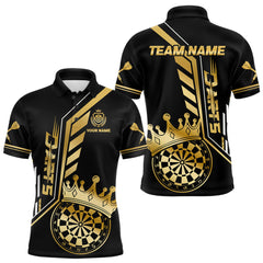 Maxcorners Black And Golden Funny Crown Darts Shirt Polo & 1/4 Zip For Men Custom Darts League Team Jersey TU1509