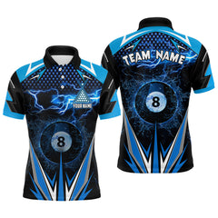 Maxcorners Personalized 8 Ball Pool Thunder Lightning 3D Full Printing Men Billiard Shirts, 3D Billiard Jerseys