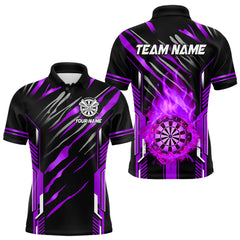 Maxcorners 3D Darts Board Fire Flame Custom Dart Shirts For Men, Dart League Jerseys Team Uniform |Purple MT1810