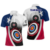 Maxcorners Texas Flag Archery 3D Target Personalized Men Polo Shirts, Patriotic Texas Archery Jerseys For Team