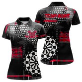 Maxcorners Personalized Grunge Dotted Pattern Dart Polo & Quarter Zip Custom Women Dart Shirt Dart Jersey | Red