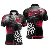 Maxcorners Personalized Grunge Dotted Pattern Dart Polo & Quarter Zip Custom Men Dart Shirt Dart Jersey | Red