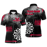 Maxcorners Personalized Grunge Dotted Pattern Dart Polo & Quarter Zip Custom Men Dart Shirt Dart Jersey | Red