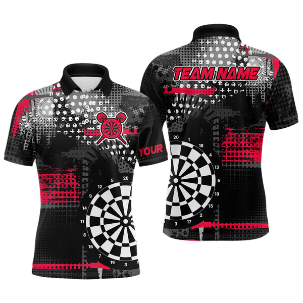 Maxcorners Personalized Grunge Dotted Pattern Dart Polo & Quarter Zip Custom Men Dart Shirt Dart Jersey | Red
