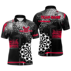 Maxcorners Personalized Grunge Dotted Pattern Dart Polo & Quarter Zip Custom Men Dart Shirt Dart Jersey | Red