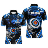 Maxcorners Archery 3D Target Blue Jersey For Men Custom Name Archery Polo Shirts Team League Archery Shirts