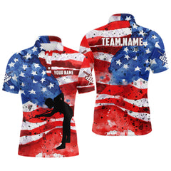 Maxcorners Billiards USA Flag Player Shirts Men And Women Billiard Polo & 1/4 Zip Shirts Billiard Team Jerseys