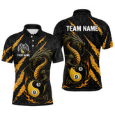Maxcorners Custom Yellow Black Yin Yang 8 Ball & 9 Ball Dragon Billiard Shirts For Men |Pool Team Jerseys