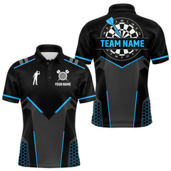 Maxcorners Darts Jersey For Men Custom Polo & Quarter Zip Darts Tournament Team Shirt |Blue TU0309
