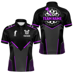 Maxcorners Darts Jersey For Men Custom Polo & Quarter Zip Darts Tournament Team Shirt |Purple TU0309