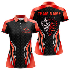 Maxcorners Black And Red Crown Darts Shirt For Men Custom Darts Jerseys Team Polo & Quarter Zip Uniform LM0607