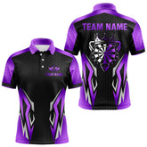 Maxcorners Black And Purple Crown Darts Shirt For Men Custom Darts Jerseys Team Polo & Quarter Zip Uniform LM0607