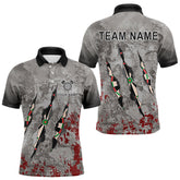 Maxcorners Personalized Red Grey Grunge Dart Shirts For Men Custom Dart Team Jersey MT1706