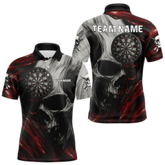 Maxcorners Personalized Gothic Skull Darts Shirt For Men – Red Custom Polo & 1/4 Zip TU1407