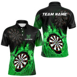 Maxcorners Green Dartboard Fire Flame Darts Shirt For Men Custom Darts Jersey, Dart Team Shirt Polo & 1/4 Zip MT1309