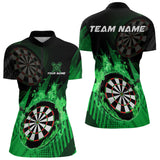 Maxcorners Green Dartboard Fire Flame Darts Shirt For Men Custom Darts Jersey, Dart Team Shirt Polo & 1/4 Zip MT1309