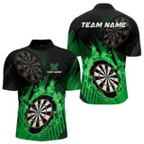 Maxcorners Green Dartboard Fire Flame Darts Shirt For Men Custom Darts Jersey, Dart Team Shirt Polo & 1/4 Zip MT1309