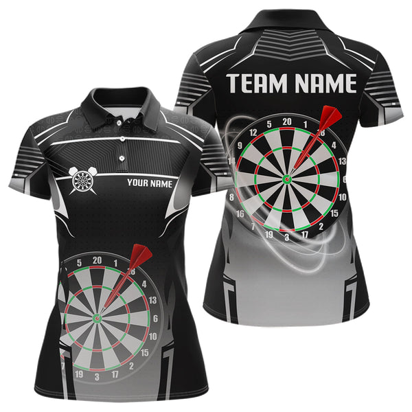 Maxcorners Black And White Dartboard Lights Custom Darts Polo & Quarter Zip For Men, 3D Darts Team Jersey MT1309