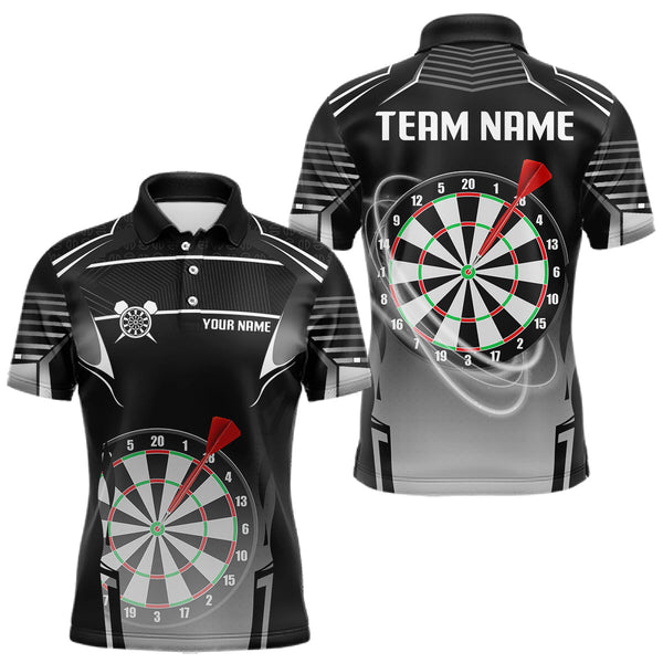 Maxcorners Black And White Dartboard Lights Custom Darts Polo & Quarter Zip For Men, 3D Darts Team Jersey MT1309