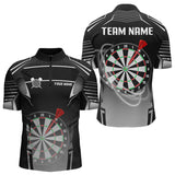 Maxcorners Black And White Dartboard Lights Custom Darts Polo & Quarter Zip For Men, 3D Darts Team Jersey MT1309