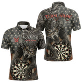 Maxcorners Personalized Vintage American Flag Wolf Darts Shirt For Men, Patriotic Dart Team Jerseys MT2306