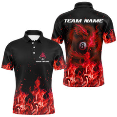 Maxcorners Personalized Red Flaming Dragon Billiard Shirt For Men, 8 Ball Pool Billiard League Team Jerseys TU2606