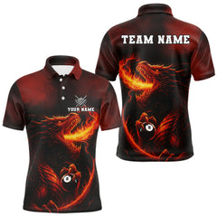 Maxcorners Personalized Flame Dragon 8 Ball Billiard Shirt For Men Custom Red Pool Team Jersey Polo, 1/4 Zip MT2407