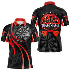Maxcorners Black And Red Darts Jersey For Men Custom Team Polo & Quarter Zip Darts Shirt Uniform TU2807