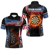 Maxcorners Personalized American Flag Dartboard Fire Flame Darts Shirt For Men, Patriotic Darts League Jersey LM1109