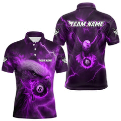 Maxcorners Personalized Eagle Thunder Lightning Purple Billiard Shirt For Men Custom 8 Ball Pool Team Jersey TU1407
