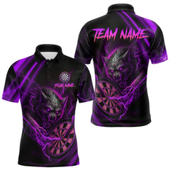 Maxcorners Personalized Purple Thunder Lightning Wolf Darts Shirt For Men, Darts Team Jersey Polo & 1/4 Zip TU1407