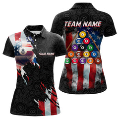 Maxcorners American Flag 8 Ball Billiard Shirts For Men Custom Pool Team Jerseys Polo & Quarter Zip