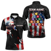 Maxcorners American Flag 8 Ball Billiard Shirts For Men Custom Pool Team Jerseys Polo & Quarter Zip