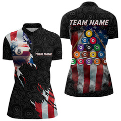 Maxcorners American Flag 8 Ball Billiard Shirts For Men Custom Pool Team Jerseys Polo & Quarter Zip