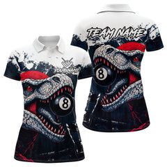 Maxcorners Personalized Dinosaur 8 Ball Billiard Shirt For Men Custom Billiard Team Shirts, Pool Jersey |Red MT0609