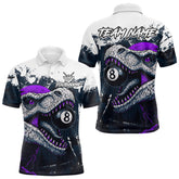 Maxcorners Personalized Dinosaur 8 Ball Billiard Shirt For Men Custom Billiard Team Shirt, Pool Jersey|Purple MT0609
