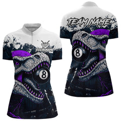 Maxcorners Personalized Dinosaur 8 Ball Billiard Shirt For Men Custom Billiard Team Shirt, Pool Jersey|Purple MT0609