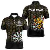 Maxcorners Funny Bee Hexagon Dart Shirts For Men– Custom Darts Team Polo & Quarter Zip Jerseys