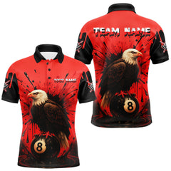 Maxcorners Red 8 Ball Pool Eagle Paint Splash Billiard Shirt For Men Custom Billiard Jersey Polo & 1/4 Zip
