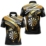 Maxcorners Black And Gold Dartboard Crown Darts Shirt For Men Custom Darts Sport Jersey Team Polo & 1/4 Zip LM1109