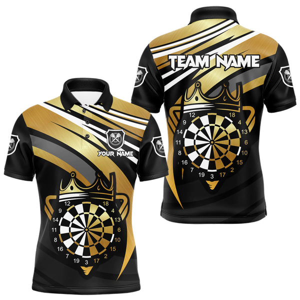 Maxcorners Black And Gold Dartboard Crown Darts Shirt For Men Custom Darts Sport Jersey Team Polo & 1/4 Zip LM1109