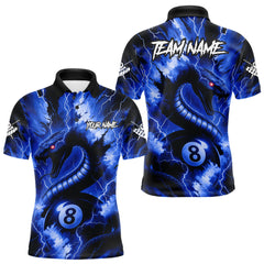Maxcorners Blue 8 Ball Thunder Lightning Cobra Snake Billiard Shirt For Men Custom Billiard League Pool Jersey TU1609