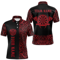 Maxcorners Black And Red Custom Tribal Darts Shirt For Men, Personalized Darts Jersey Team Polo & Quarter Zip TU0212