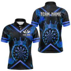 Maxcorners Black And Blue Dartboard Crown Darts Shirt For Men Custom Dart Jerseys Team Polo & 1/4 Zip LM1812