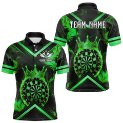 Maxcorners Black And Green Dartboard Crown Darts Shirt For Men Custom Dart Jerseys Team Polo & 1/4 Zip TU1612