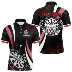 Maxcorners Funny Black And Red 180 Darts Shirt For Men Custom Dartboard Jersey Team Polo & Quarter Zip LM2110