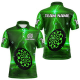 Maxcorners Personalized Dartboard Thunder Lightning Green Darts Shirt For Men Custom Glowing Darts Jersey LM0210